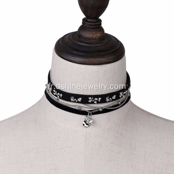 Cuir velours Choker Necklace Rivet Punk Charm Necklace